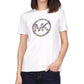 Michael Kors Women's Short Sleeve Floral Circle T-Shirt White Size Petite Medium