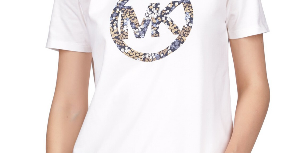 Michael Kors Women's Short Sleeve Floral Circle T-Shirt White Size Petite Large