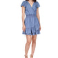 Michael Kors Women's Smocked Wrap Dress Blue Size Medium