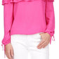 Michael Kors Women's Ruffled Off The Shoulder Peasant Top Pink Size X-Small