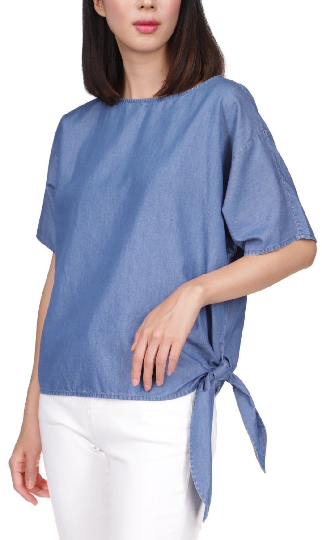 Michael Kors Women's Side Tie Top Blue Size Small