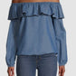 Michael Kors Women's Off The Shoulder Ruffle Top Blue