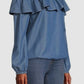 Michael Kors Women's Off The Shoulder Ruffle Top Blue