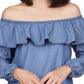Michael Kors Women's Off The Shoulder Ruffle Top Blue