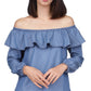 Michael Kors Women's Off The Shoulder Ruffle Top Blue