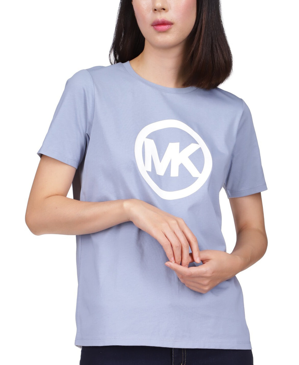 Michael Kors Women's Cotton Logo T-Shirt Blue Size Large