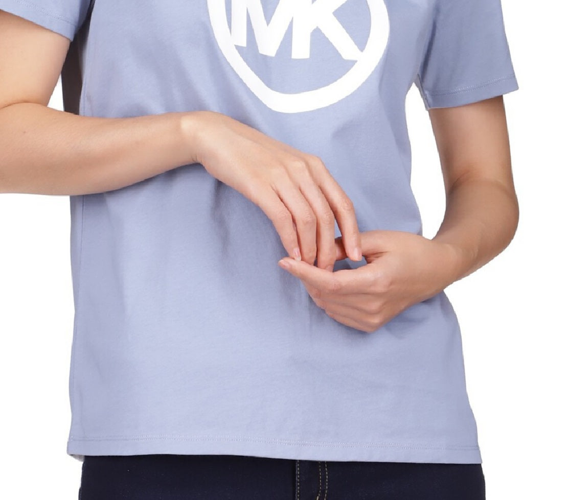 Michael Kors Women's Cotton Logo T-Shirt Blue Size Large
