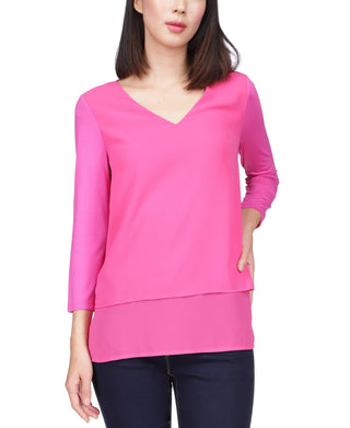 Michael Kors Women's Layered Look Top Pink Size Large