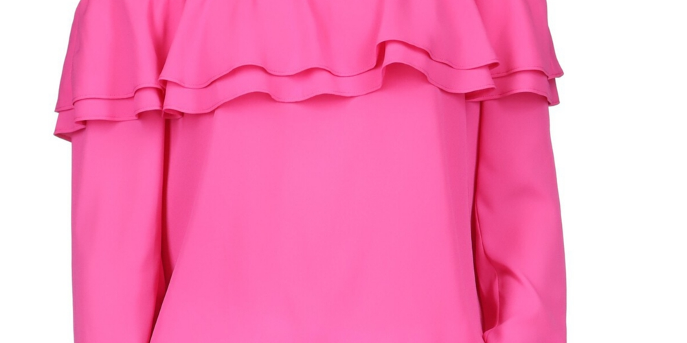 Michael Kors Women's Petite Ruffled Off The Shoulder Top Pink Size Petite Medium