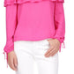 Michael Kors Women's Ruffled Off The Shoulder Top Pink Size Petite Large
