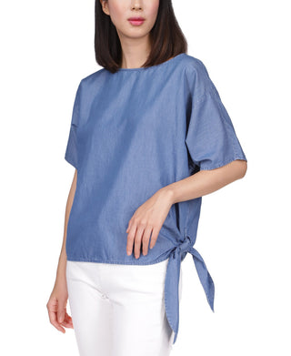 Michael Kors Women's Side Tie Top Blue Size Petite X-Small