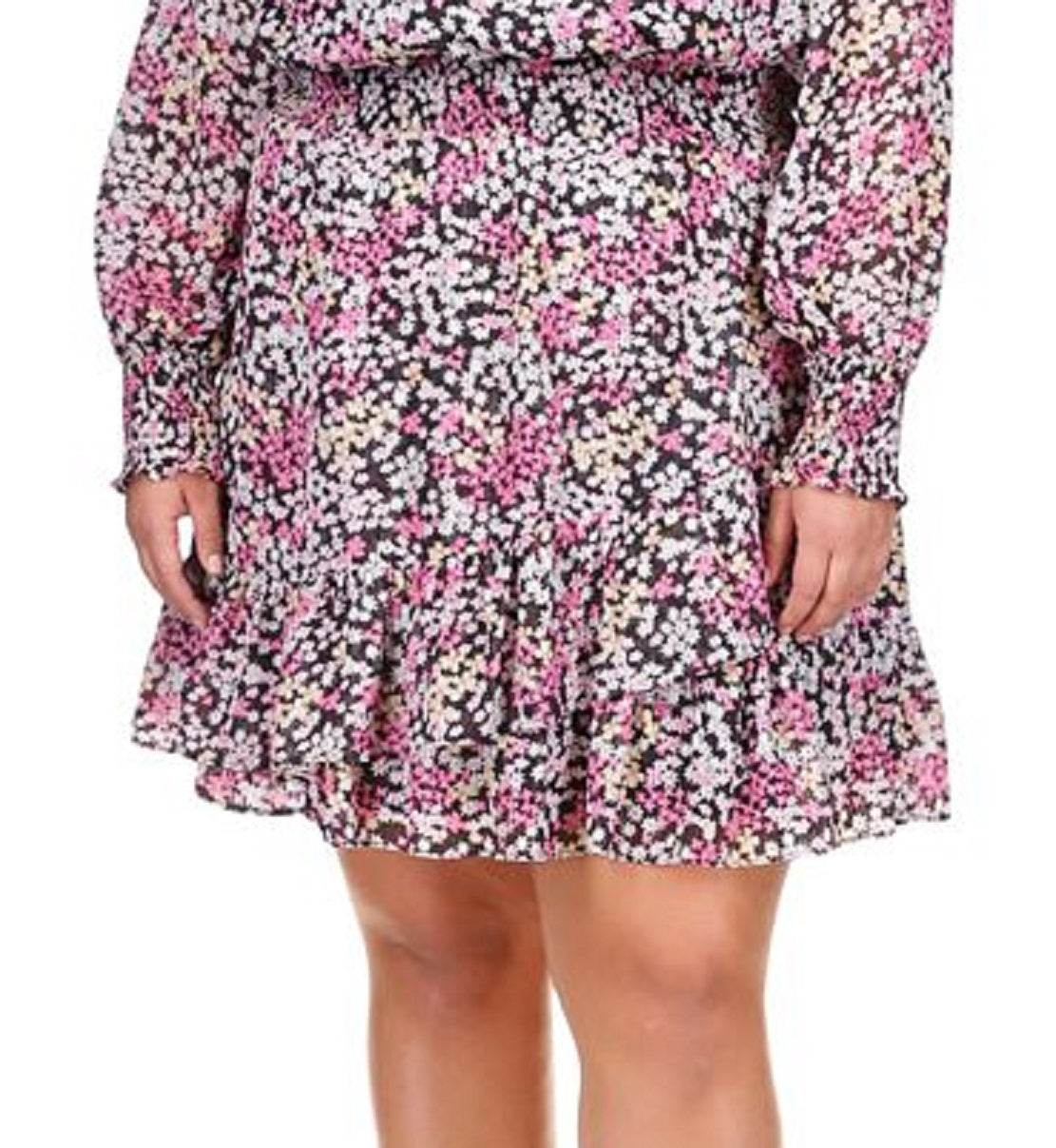 Michael Kors Women's Julia Floral Print Ruffled Dress Pink