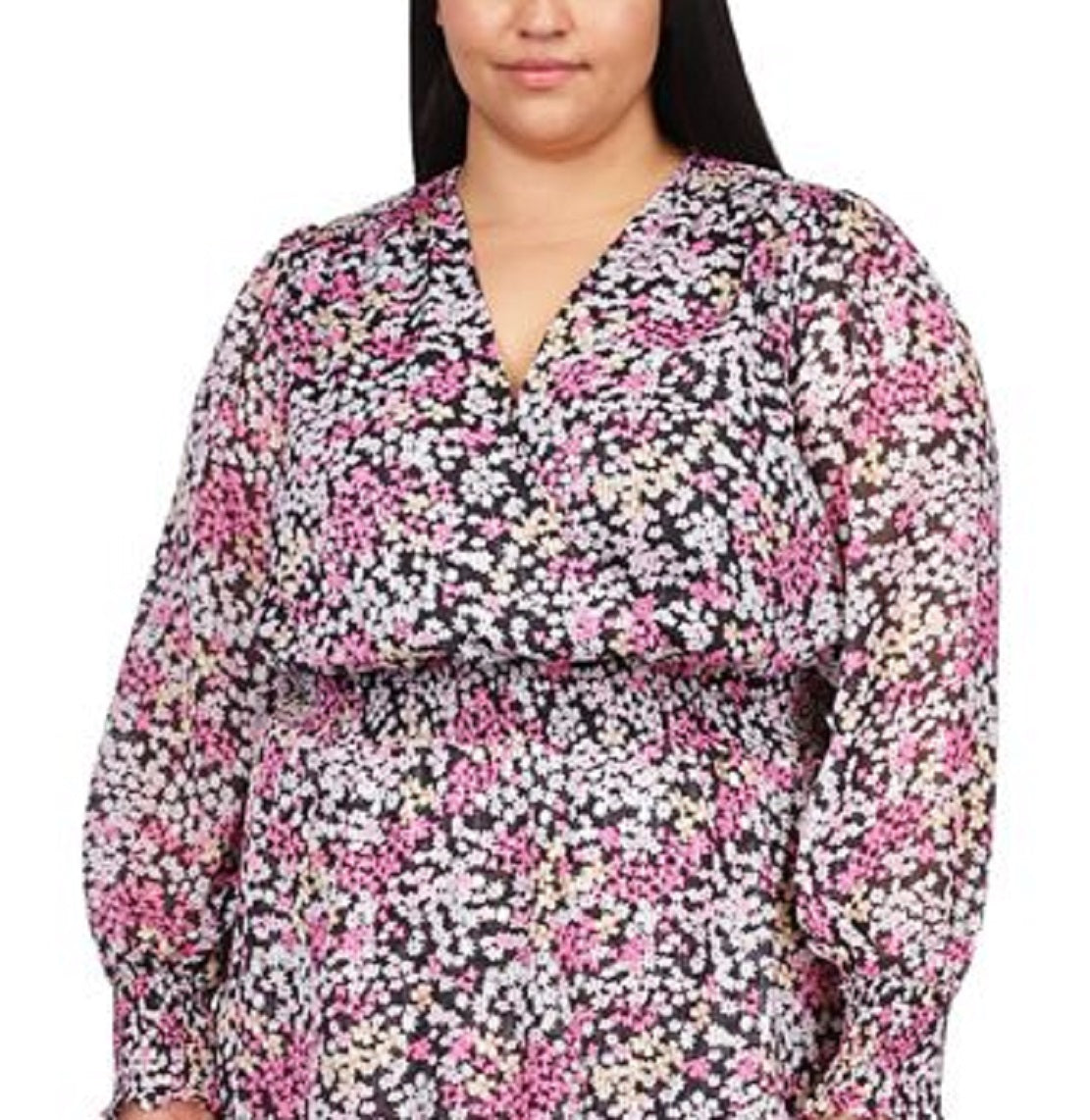 Michael Kors Women's Julia Floral Print Ruffled Dress Pink
