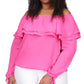 Michael Kors Women's Ruffle Off The Shoulder Peasant Blouse Pink Size 2X