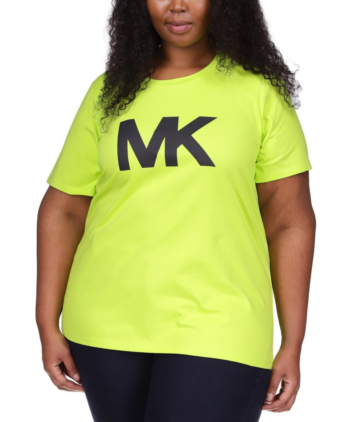 Michael Kors Women's Mk Logo T-Shirt Green Size 1X