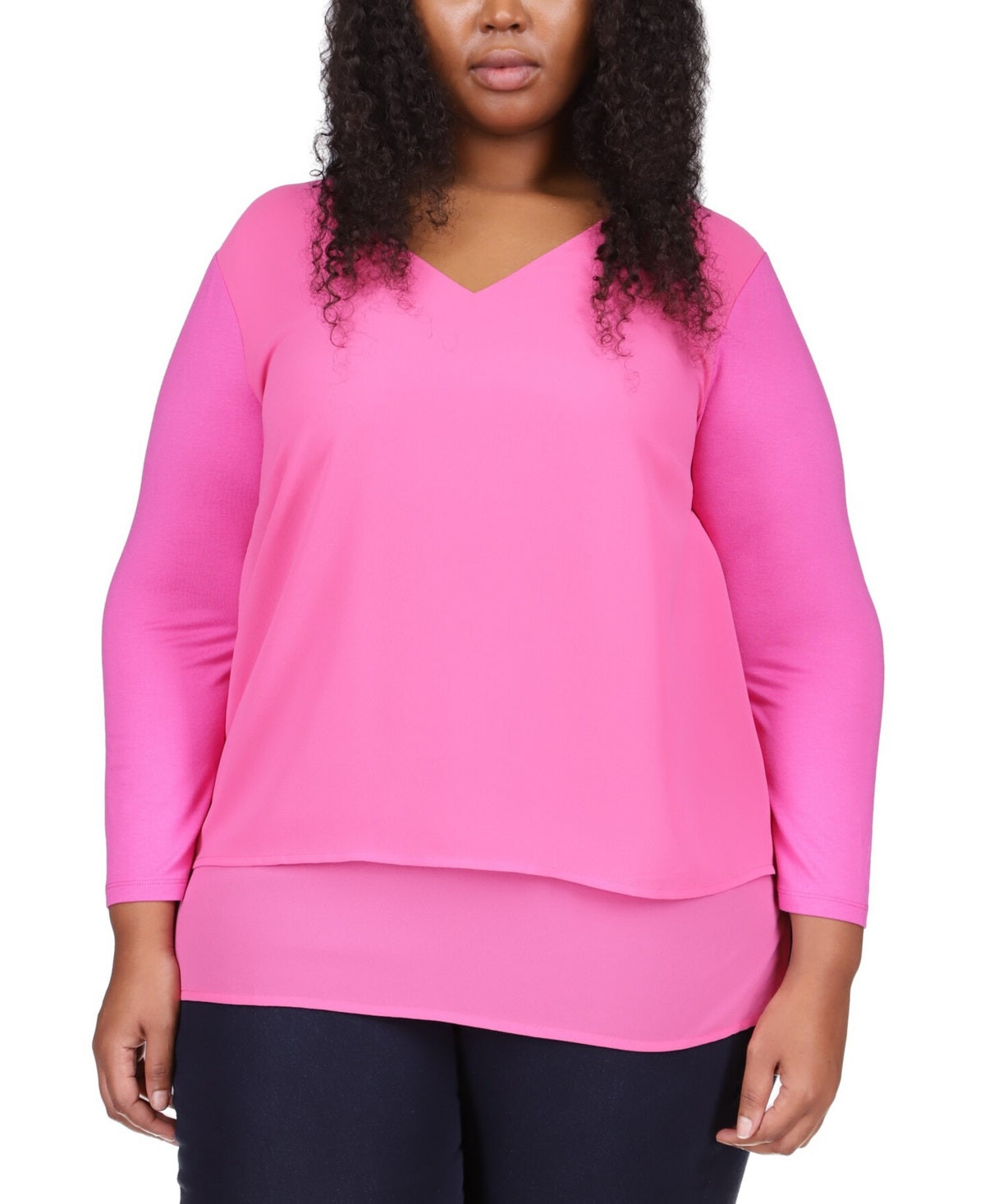Michael Kors Women's Mixed Media Top Pink Size 1X