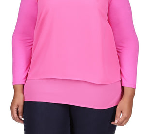 Michael Kors Women's Mixed Media Top Pink Size 3X
