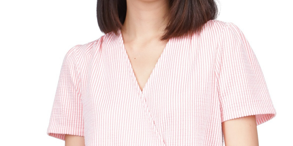 Michael Kors Women's Short Sleeve Wrap Top Pink Size X-Large