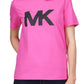 Michael Kors Women's Cotton Logo T-Shirt Pink Size Petite Small
