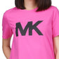 Michael Kors Women's Cotton Logo T-Shirt Pink Size Petite Small