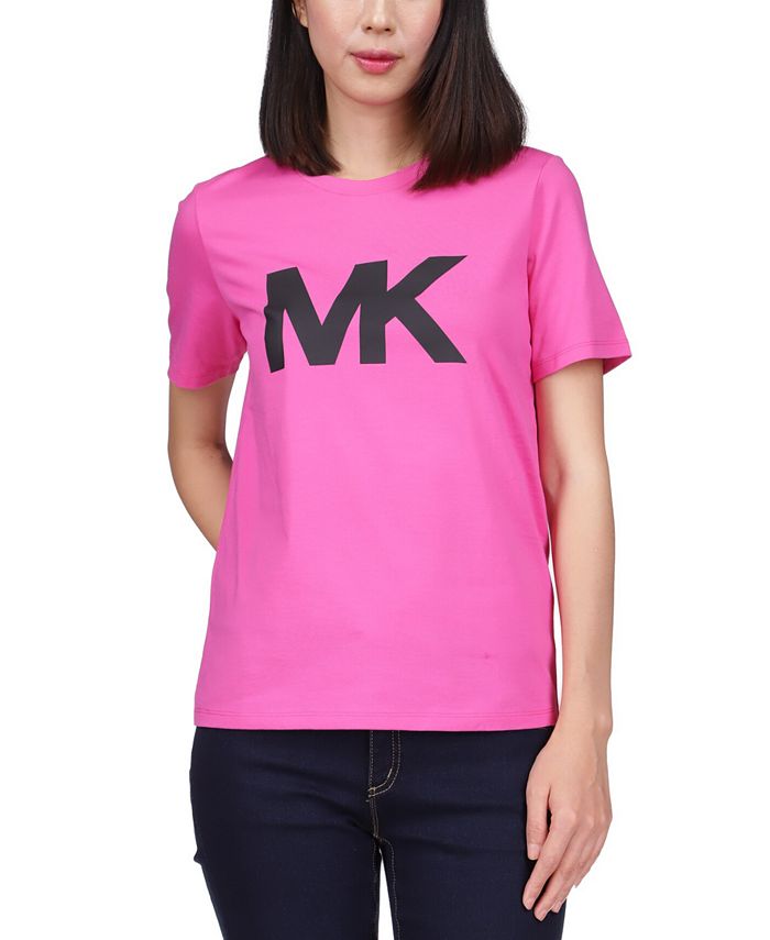 Michael Kors Women's Cotton Logo T-Shirt Pink Size Petite Medium