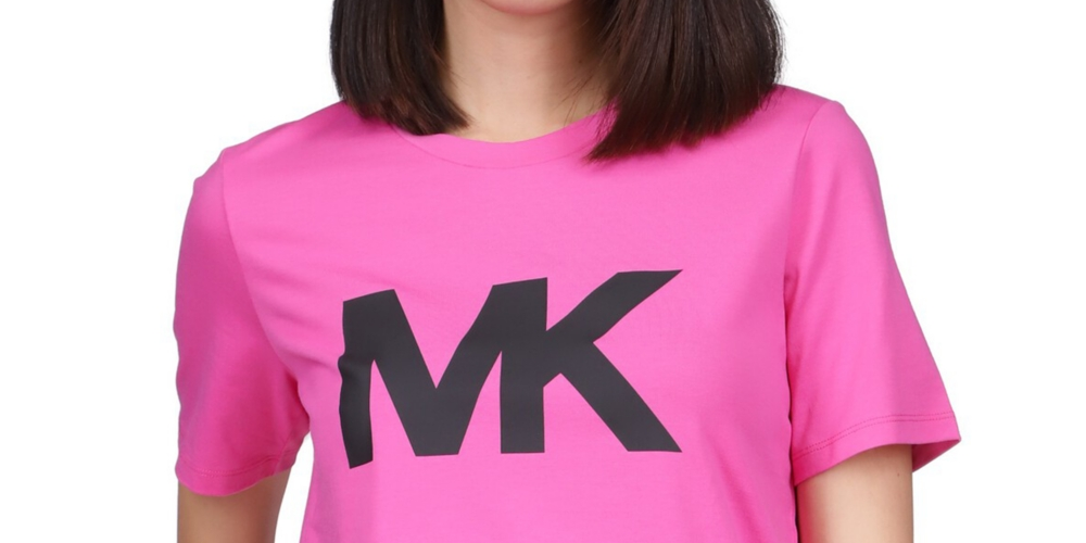 Michael Kors Women's Cotton Logo T-Shirt Pink Size Petite Medium