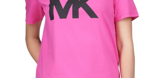 Michael Kors Women's Cotton Logo T-Shirt Pink Size Petite Medium