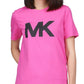 Michael Kors Women's Cotton Logo T-Shirt Pink Size Petite Large