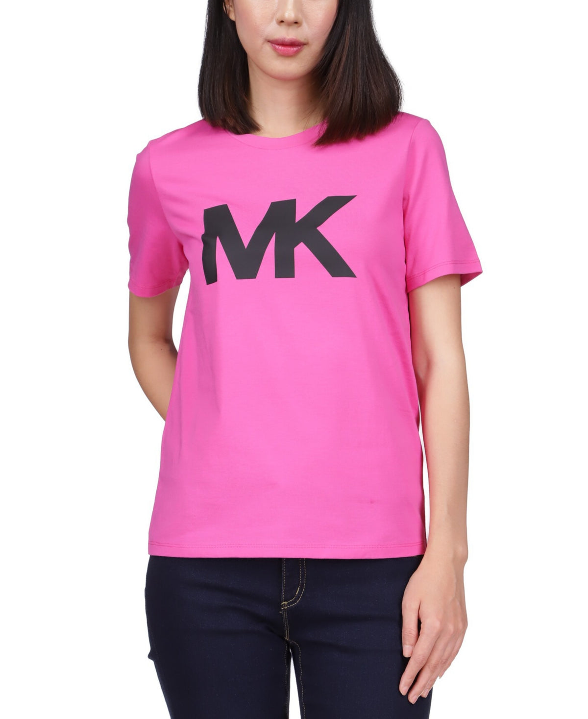 Michael Kors Women's Cotton Logo T-Shirt Pink Size Petite Large