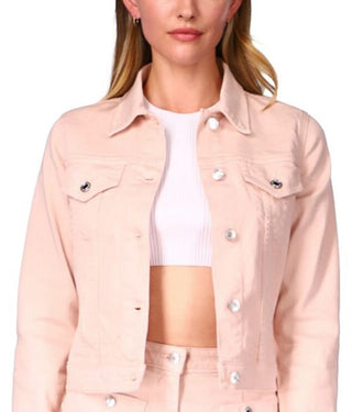 Michael Kors Women's Denim Trucker Jacket Pink Size X-Large
