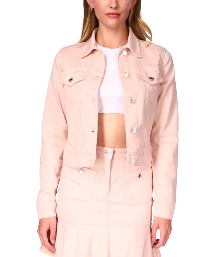 Michael Kors Women's Denim Trucker Jacket Pink Size X-Large