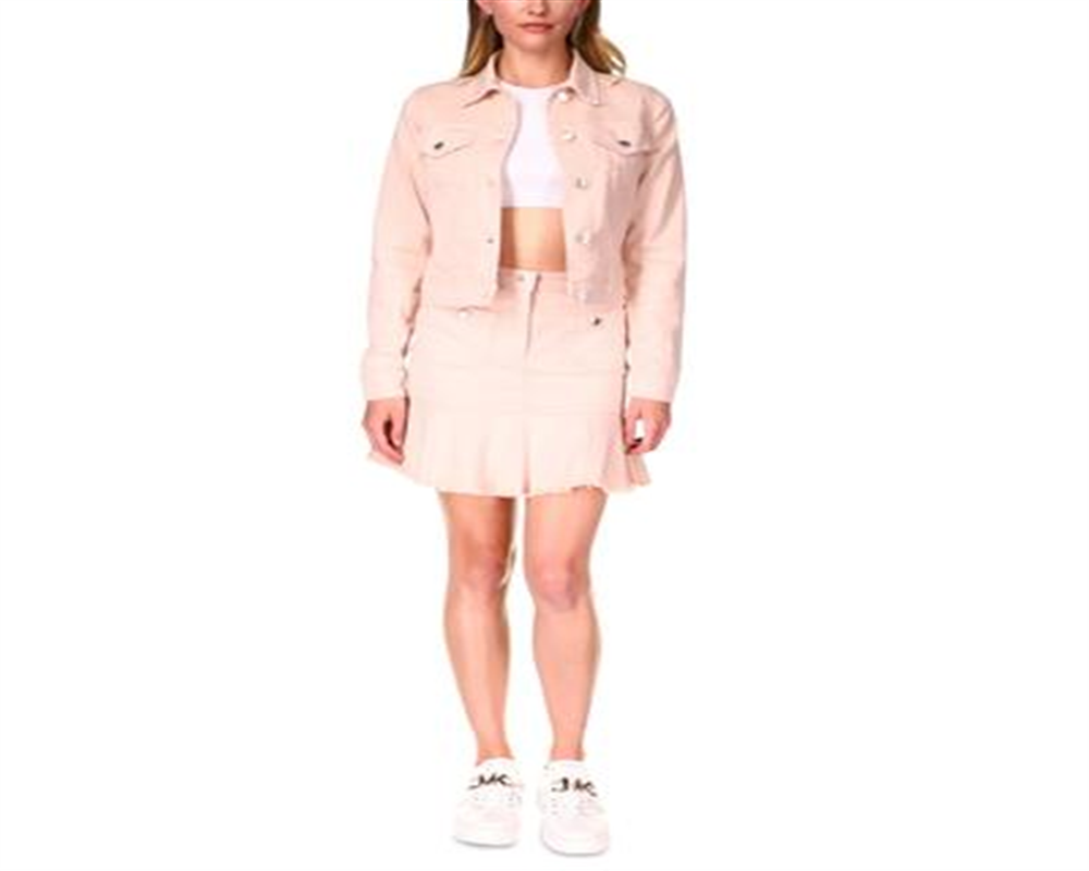 Michael Kors Women's Denim Trucker Jacket Pink Size X-Large