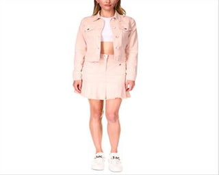 Michael Kors Women's Denim Trucker Jacket Pink Size X-Large