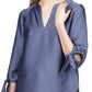 Michael Kors Women's Solid Satin Tie Top Blue Size X-Large
