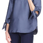 Michael Kors Women's Solid Satin Tie Top Blue Size X-Large
