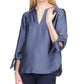Michael Kors Women's Solid Satin Tie Top Blue Size X-Large
