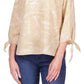 Michael Kors Women's Printed Tie Cuff Top Brown Size Large