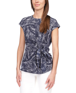Michael Kors Women's Printed Wrap Top Blue Size X-Large