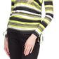 Michael Kors Women's Striped Ruched Sleeve Top Green Size Medium