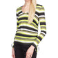 Michael Kors Women's Striped Ruched Sleeve Top Green Size Medium