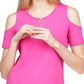 Michael Kors Women's Zip Neck Cold Shoulder Top Pink Size X-Large