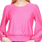 Michael Kors Women's Faux Eyelet Smocked Top Pink Size X-Large