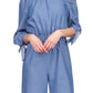 Michael Kors Women's Off The Shoulder Cropped Jumpsuit Blue Size Medium