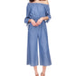 Michael Kors Women's Off The Shoulder Cropped Jumpsuit Blue Size Medium