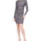 Michael Kors Womens Ruched Long Sleeve Boat Neck Mini Party Sheath Dress Grey Size X-Large