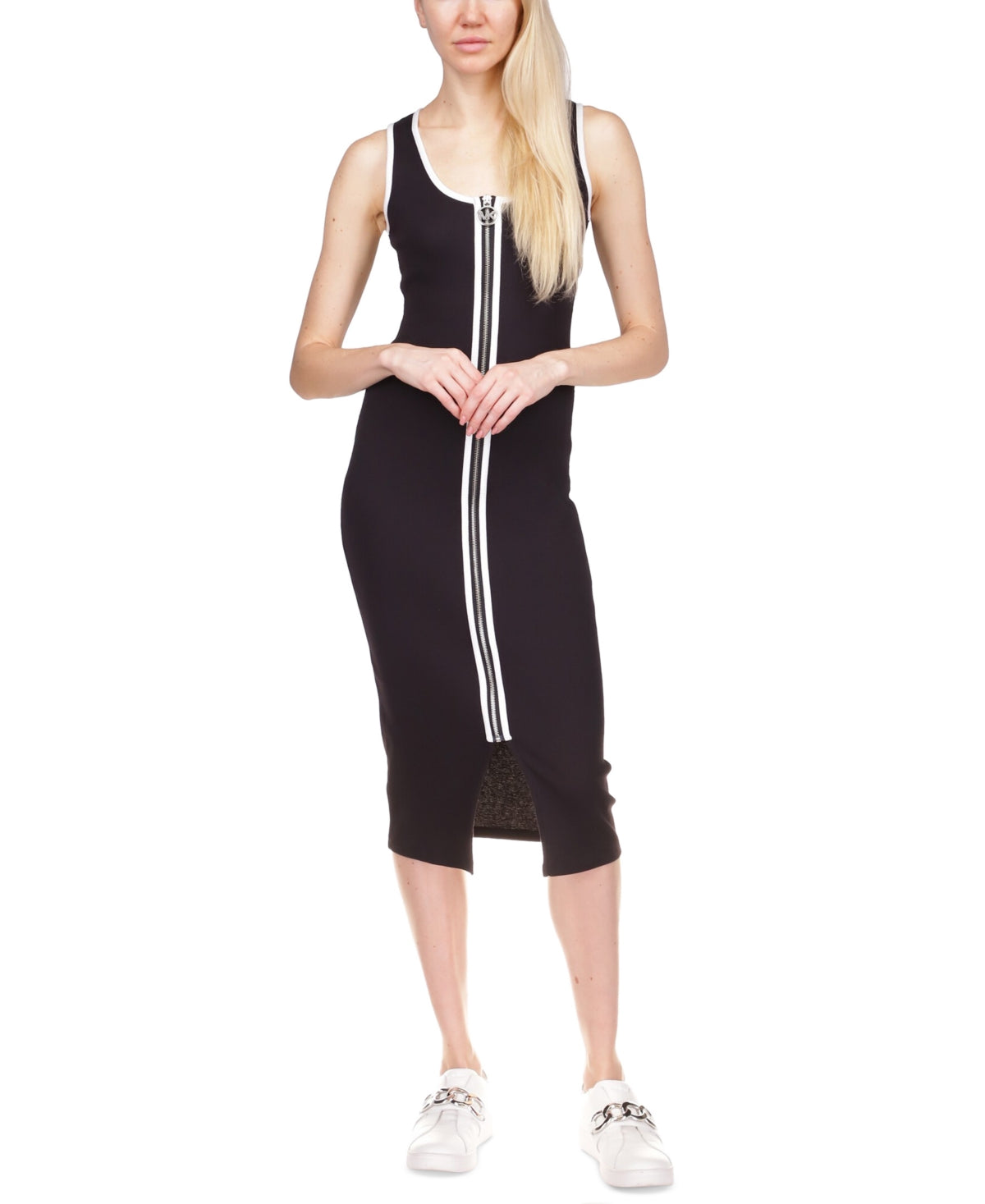 Michael Kors Women's Zip Sleeveless Midi Dress Black Size X-Small