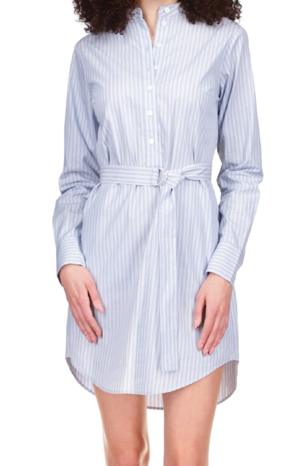 Michael Kors Women's Striped Poplin Shirt Dress Blue Size X-Small