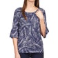 Michael Kors Women's Palm Flare Sleeve Top Blue Size Small