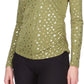 Michael Kors Women's Metallic Print Ruched Top Green Size Petite Medium
