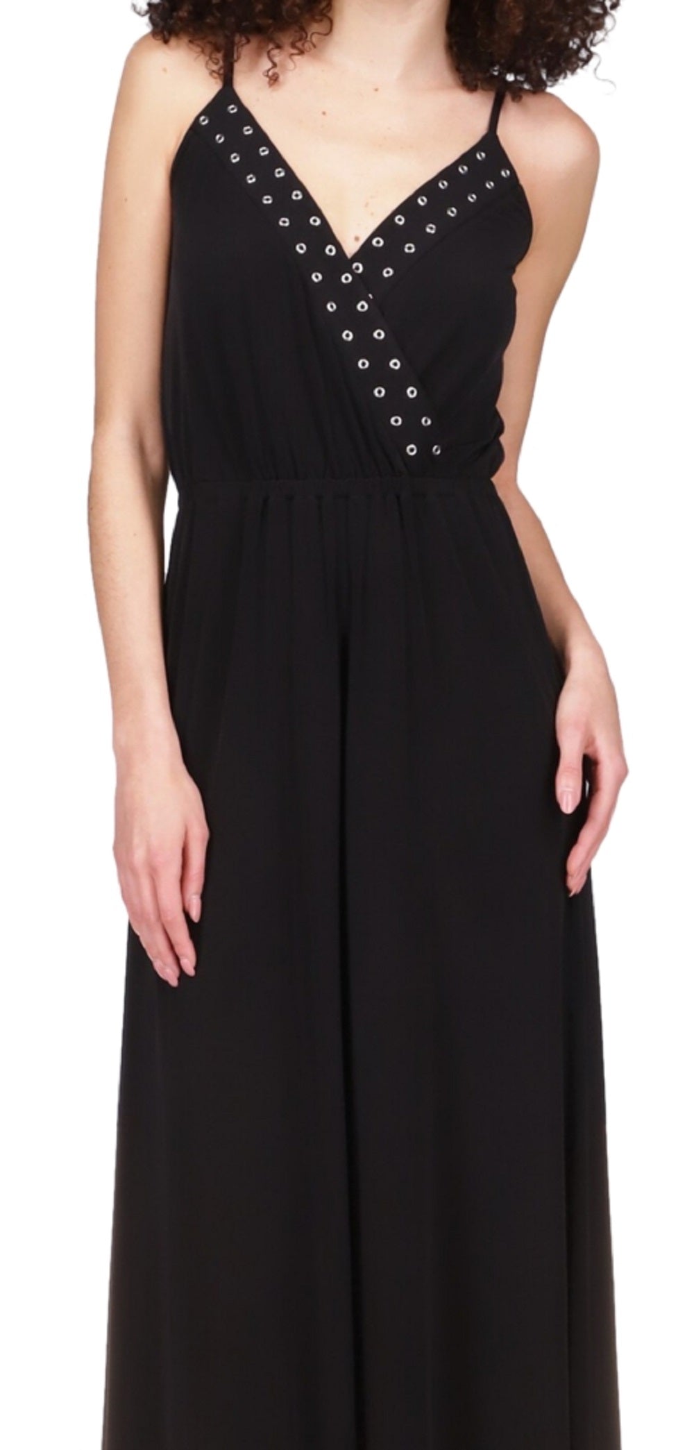 Michael Kors Women's Grommet Faux Wrap Maxi Dress Black Size Petite Small